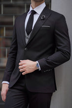 Load image into Gallery viewer, Simon Slim Fit Wool Combination Black & Gray Suit