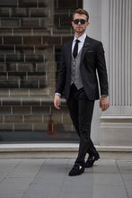 Load image into Gallery viewer, Simon Slim Fit Wool Combination Black & Gray Suit