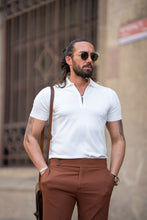 Load image into Gallery viewer, Oliver Slim Fit White Zippered Polo Tees
