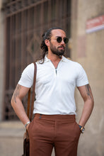 Load image into Gallery viewer, Oliver Slim Fit White Zippered Polo Tees