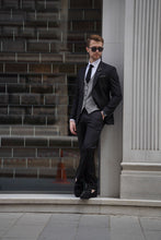 Load image into Gallery viewer, Simon Slim Fit Wool Combination Black & Gray Suit