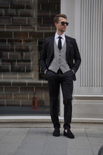 Load image into Gallery viewer, Simon Slim Fit Wool Combination Black & Gray Suit