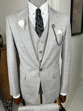 Load image into Gallery viewer, Luxe Slim Fit High Quality Plaid Woolen Grey Suit
