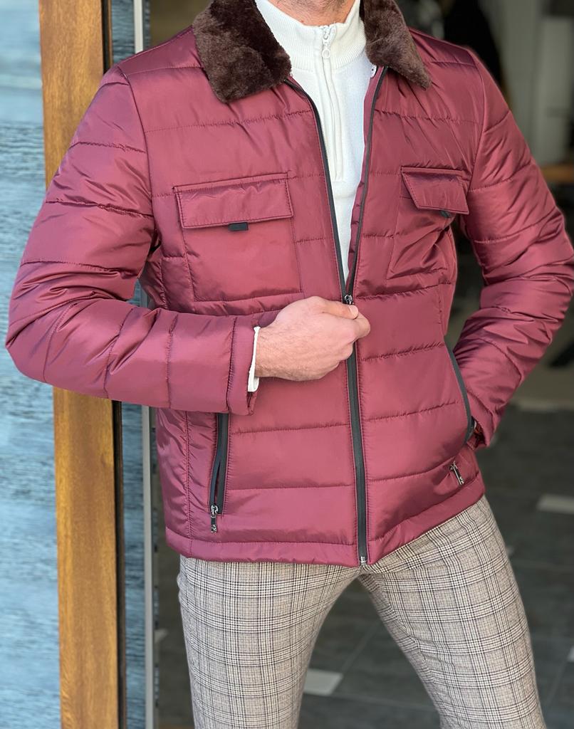 Burgundy best sale quilted jacket