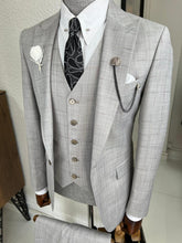 Load image into Gallery viewer, Luxe Slim Fit High Quality Plaid Woolen Grey Suit