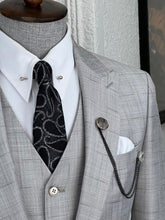 Load image into Gallery viewer, Luxe Slim Fit High Quality Plaid Woolen Grey Suit