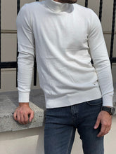 Load image into Gallery viewer, Naze Slim Fit White Turtleneck Sweater