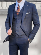 Load image into Gallery viewer, Louis Slim Fit Plaid Navy Business Suit