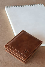Load image into Gallery viewer, Sardinelli Hidden Card Section Tan Leather Wallet