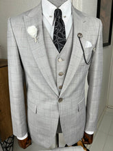 Load image into Gallery viewer, Luxe Slim Fit High Quality Plaid Woolen Grey Suit