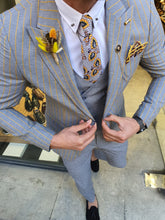 Load image into Gallery viewer, Evo Slim Fit Gray & Yellow Linen Suit