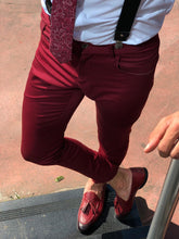 Load image into Gallery viewer, Piomo Claret Red Slim Fit Cotton Pants