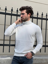 Load image into Gallery viewer, Naze Slim Fit White Turtleneck Sweater