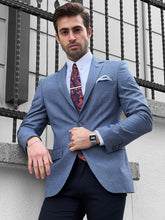 Load image into Gallery viewer, Louis Slim Fit High Quality Blue & Gray Blazer