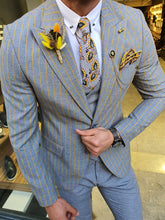 Load image into Gallery viewer, Evo Slim Fit Gray & Yellow Linen Suit