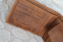 Load image into Gallery viewer, Sardinelli Hidden Card Section Tan Leather Wallet