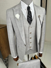 Load image into Gallery viewer, Luxe Slim Fit High Quality Plaid Woolen Grey Suit
