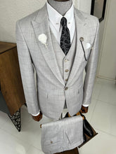 Load image into Gallery viewer, Luxe Slim Fit High Quality Plaid Woolen Grey Suit
