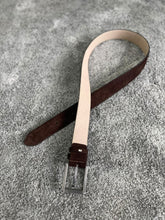 Load image into Gallery viewer, Reese Slim Fit Steel Buckled Suede Brown Leather Belts