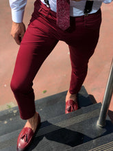 Load image into Gallery viewer, Piomo Claret Red Slim Fit Cotton Pants