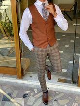 Load image into Gallery viewer, Clover Slim Fit Brown Buttoned Vest
