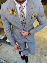 Load image into Gallery viewer, Evo Slim Fit Gray & Yellow Linen Suit