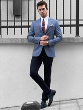 Load image into Gallery viewer, Louis Slim Fit High Quality Blue & Gray Blazer