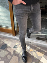 Load image into Gallery viewer, Nate Slim Fit Dark Grey Ripped Jeans