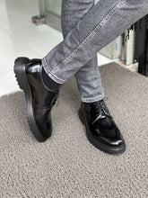 Load image into Gallery viewer, James Eva Sole Laced Up Black Leather Shoes