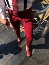 Load image into Gallery viewer, Piomo Claret Red Slim Fit Cotton Pants