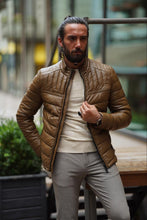 Load image into Gallery viewer, Thread Slim Fit Brown Faux Leather Jacket
