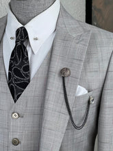 Load image into Gallery viewer, Luxe Slim Fit High Quality Plaid Woolen Grey Suit