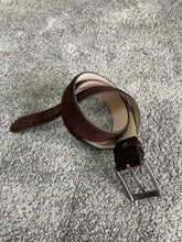 Load image into Gallery viewer, Reese Slim Fit Steel Buckled Suede Brown Leather Belts