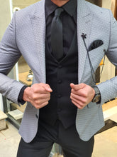 Load image into Gallery viewer, Verno Gray Slim Fit Patterned Suit