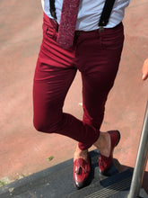 Load image into Gallery viewer, Piomo Claret Red Slim Fit Cotton Pants