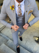 Load image into Gallery viewer, Evo Slim Fit Gray & Yellow Linen Suit