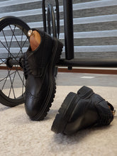 Load image into Gallery viewer, Logan Sardinelli Eva Sole Lace up Calfskin Black Shoes