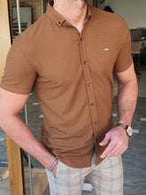 Load image into Gallery viewer, Vince Slim Fit Camel Short Sleeve Polo
