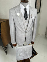 Load image into Gallery viewer, Luxe Slim Fit High Quality Plaid Woolen Grey Suit