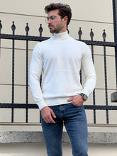 Load image into Gallery viewer, Naze Slim Fit White Turtleneck Sweater