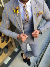 Load image into Gallery viewer, Evo Slim Fit Gray & Yellow Linen Suit