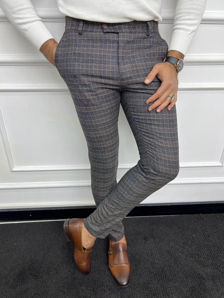 Striped Pants Outfit Men Navy Plaid Pants Outfit Men Leon Slim Fit