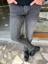 Load image into Gallery viewer, Nate Slim Fit Dark Grey Ripped Jeans