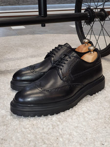 Logan Sardinelli Eva Sole Lace up Calfskin Black Shoes