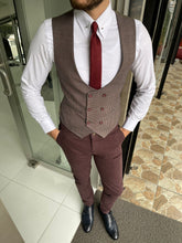 Load image into Gallery viewer, Carson Slim Fit Private Collection Double Breasted Claret Red Vest
