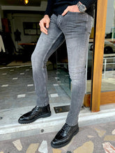 Load image into Gallery viewer, Nate Slim Fit Dark Grey Ripped Jeans