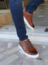 Load image into Gallery viewer, Jason Sardinelli Lace up Eva Sole Tan Sneakers