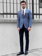 Load image into Gallery viewer, Louis Slim Fit High Quality Blue & Gray Blazer