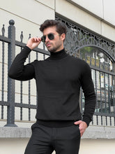Load image into Gallery viewer, Naze Slim Fit Black Turtleneck Sweater
