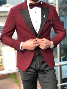 Abboud Claret Red Slim Fit Tuxedo